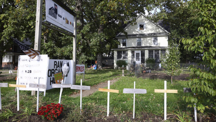 The home where a boy was killed and a woman critically injured after they were stabbed by a man who targeted them because they were Muslim is shown in Plainfield, Illinois, USA, Sunday, October 15, 2023.